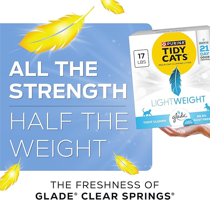 Purina Tidy Cats LightWeight With Glade Clear Springs Multi-Cat, Clumping, Low Dust, Scented Cat litter - 17 lb. Box