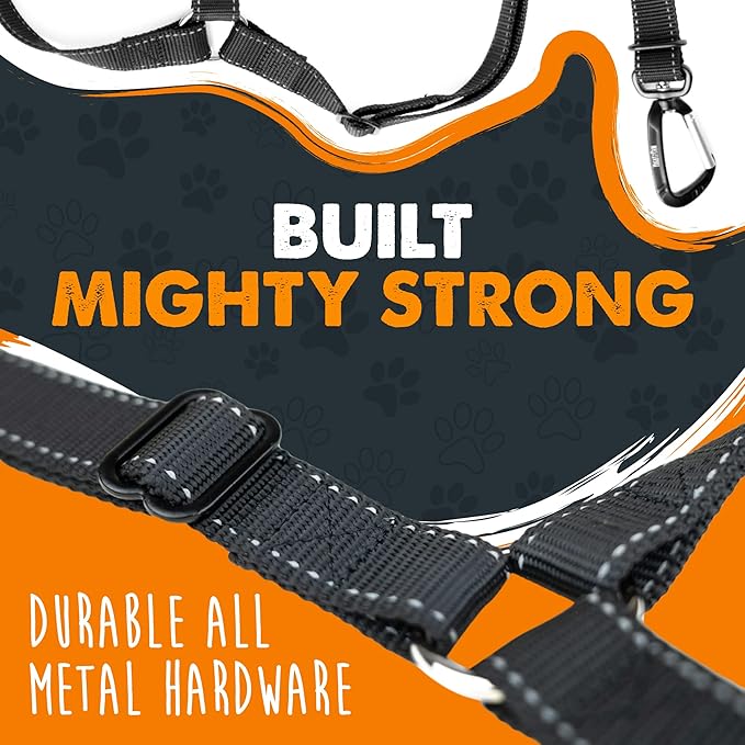 Mighty Paw Dog Seat Belt For Car Headrest - Distraction Free Driving, Heavy-Duty Aviation Grade Aluminum Carabiner, and Tactical Buckle.Adjustable Dog Seatbelt Harness for Small, Medium and Large Pets