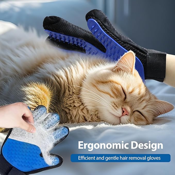 5 Piece Dog Grooming Brush Set with Grooming Gloves, Deshedding Comb & Massage Bath Brush | Dog Shampoo Brush - Multifunctional Pet Hair Removal Tools for Shedding, Bathing, Brushing (Blue)