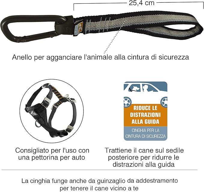 Kurgo Swivel Tether - Strong Dog Restraint - Heavy Duty Car Leash - Aluminum Carabiner Clip - Anti-Twist Swivel Motion Seatbelt - Escape Resistant Dog Tether - Travel Restraint - Black/Gray