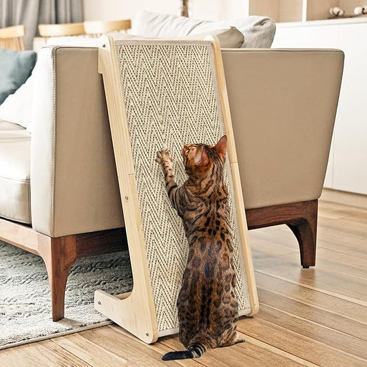 PETKARAY Cat Scratcher, Sisal Scratching Ramp, L Shape Cat Scratch Pad for Indoor Cats, Wall Furniture Protector Large Size