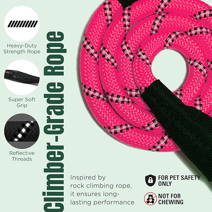 Dog Seat Belt for Car | Universal Dog Car Seatbelt | Durable Reflective Rope with Clip Hook Latch, Buckle and Carabiner- Safe and Secure Pet Safety Restraint (Pink)