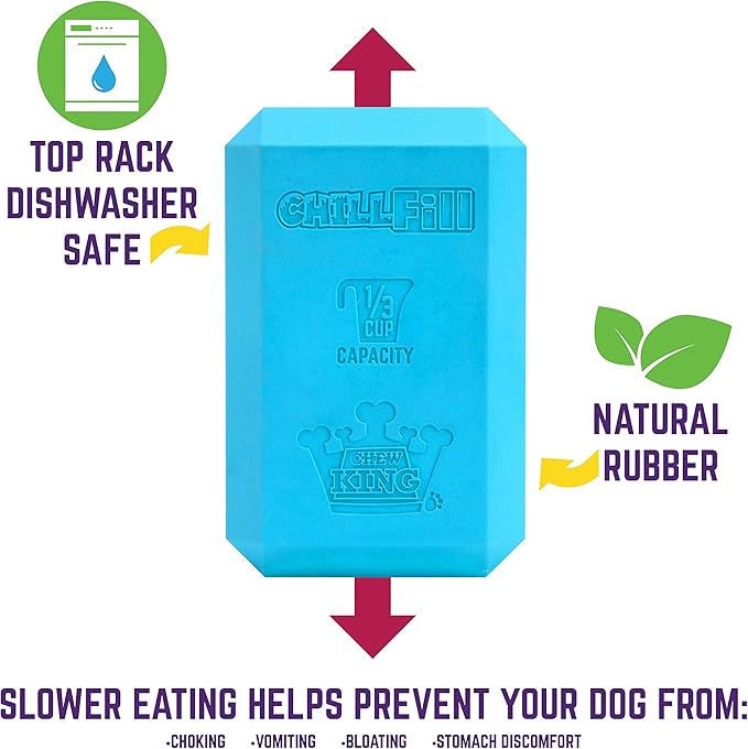 Chew King Premium Treat Dog Toy, Medium, Extremely Durable Natural Rubber Fillable Toy Collection, Frozen Feeding