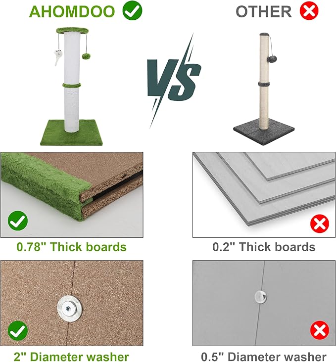 Cat Scratching Post 34 Inches Heavy Duty and Thicker Cat Scratching Post Sisal Rope with Hanging Ball and Mice Scratching Post for Indoor Cats and Adult(Bright Green)