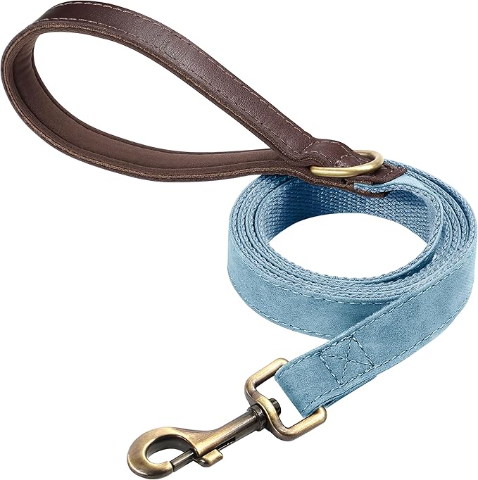 Didog PU Leather Dog Leash for Small Dogs 4.5ft, Soft Padded Handle Faux Leather Dog Leashes for Medium Dogs, Walking and Training Leashes for Large Dogs,Denim Blue