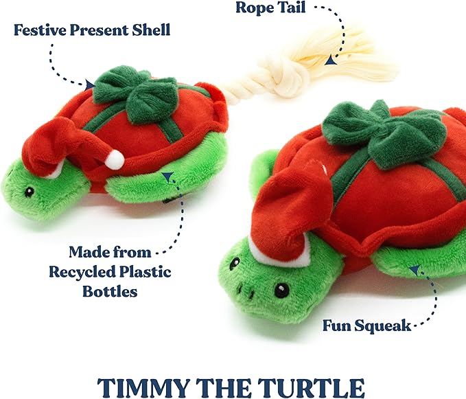 Dog Toys | Holiday Plush Toy Turtle Stuffed Animal for Dogs | Medium Eco Friendly Toy - Easy to Clean and Made from Non Toxic Materials