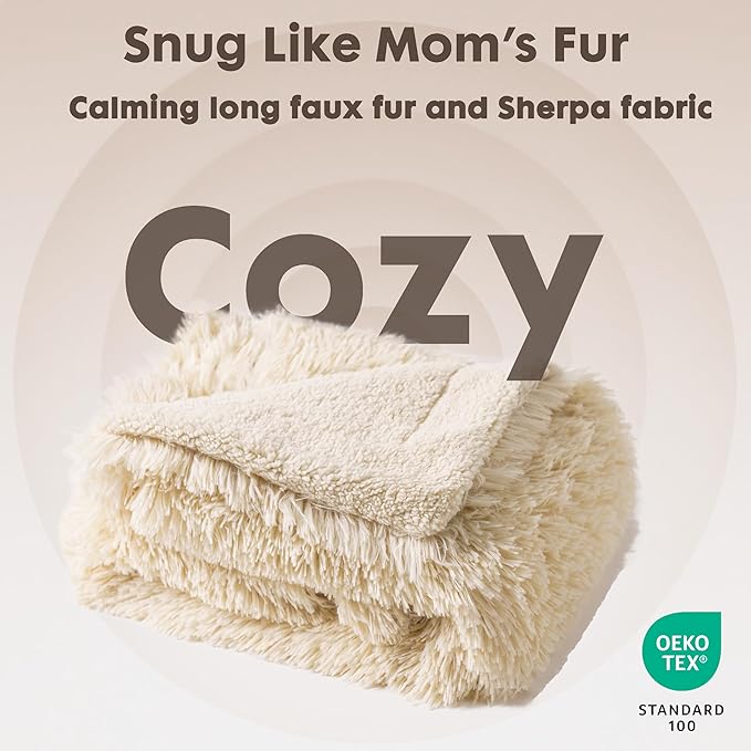 gogobunny Waterproof Dog Blanket for Large Dogs, Cats, Puppy, Reversible Faux Fur Pet Throw Blanket, Washable, Calming Furniture Protection for Sofa Bed (60x80 Inch (Pack of 1), Beige)