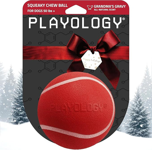 Playology Dog Toys | Squeaky Chew Ball - Bouncy Durable Floating Fetch Ball for Dogs | Jumbo Grandma's Gravy Scented Toy - Easy to Clean and Made from Non Toxic Materials