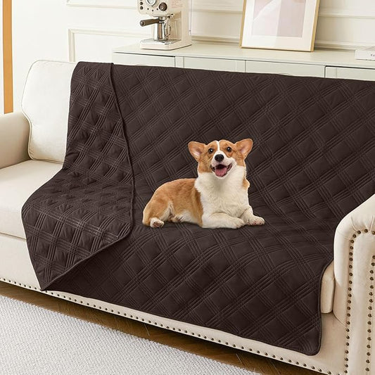 hyha Waterproof Dog Blanket, Reversible Pet Bed Blanket, Soft Sofa Couch Cover for Dogs Washable, Waterproof Pet Couch Covers for Sofa Puppy Cats Furniture Protector(52"x82", Chocolate/Chocolate)