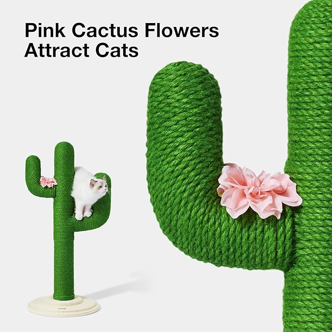 VETRESKA Cat Scratching Post, Cactus Scratch Posts for Indoor Adult Cats Kittens, 41.3 Inches Large Jute Cat Scratcher, Extra Large Cat Scratcher, Durable Cat Scratch Tree for Active Cats