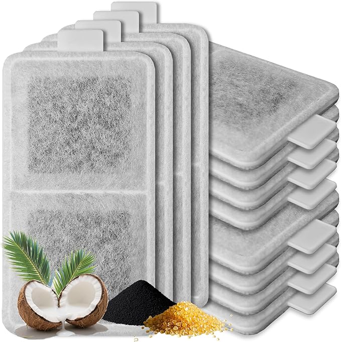 12 Pack Cat Water Fountain Filter Replacement Compatible with PetSafe Whisker City Automatic Pet Fountain, Small and Large Size Pet Water Fountain Replacement Filters(Large)