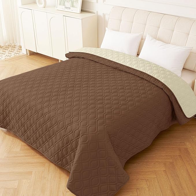 hyha Waterproof Dog Bed Blanket, Soft Pet Blankets, Waterproof Couch Cover for Dogs, Reversible Sofa Covers Washable for Furniture (82x102 Inch, Brown/Beige)