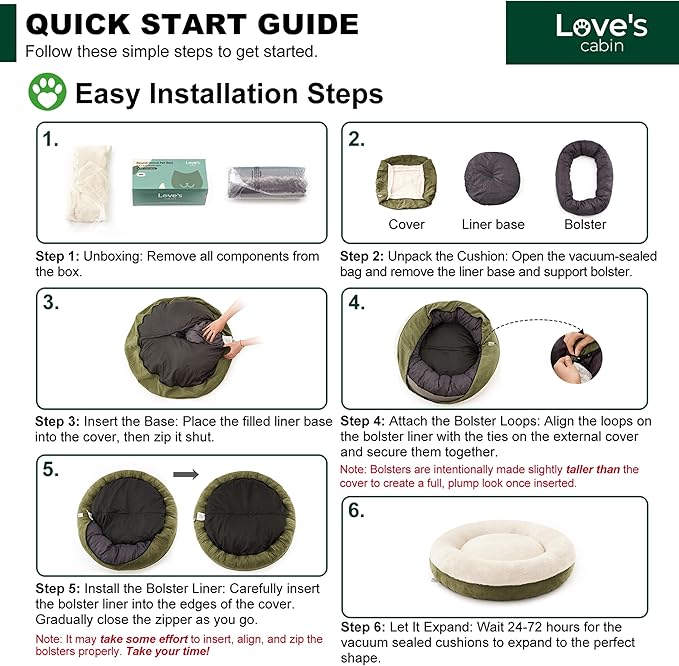 Love's cabin Round Donut Cat and Dog Cushion Bed, 30in Pet Bed for Medium or Large Dogs, Anti-Slip & Water-Resistant Bottom, Soft Durable Fabric Pet beds, Washable Calming Cat & Dog Bed Olive Green