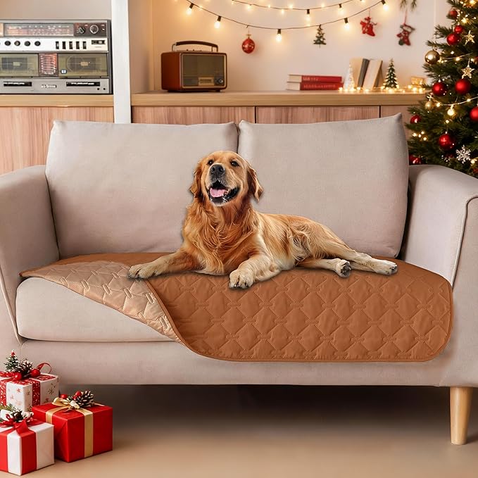 gogobunny 100% Double-Sided Waterproof Dog Bed Cover Pet Blanket Sofa Couch Furniture Protector for Puppy Large Dog Cat, Reversible (32x53 Inch (Pack of 1), Dark Pumpkin/Light Pumpkin)