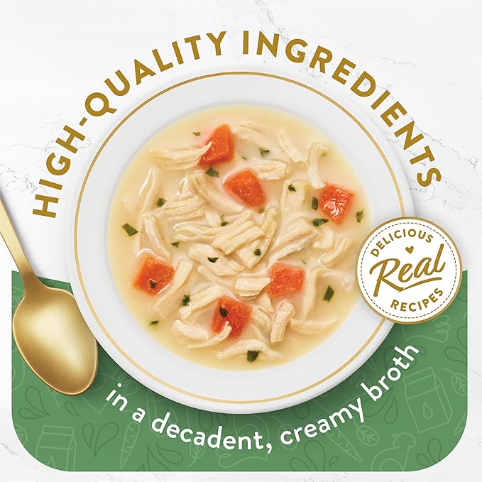 Purina Fancy Feast Lickable Senior Cat Food Broth Topper Creamy with White Meat Chicken - (Pack of 16) 1.4 oz. Pouches