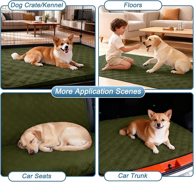 hyha Waterproof Dog Blanket, Reversible Pet Bed Blanket, Soft Sofa Couch Cover for Dogs Washable, Waterproof Pet Couch Covers for Sofa Puppy Cats Furniture Protector(68"x82", Green/Navy Blue)