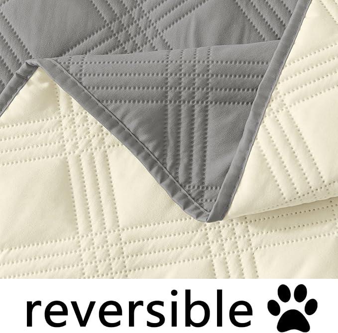 hyha Waterproof Dog Blanket, Reversible Pet Bed Blanket, Soft Sofa Couch Cover for Dogs Washable, Waterproof Pet Couch Covers for Sofa Puppy Cats Furniture Protector(68"x82", Grey/Beige)