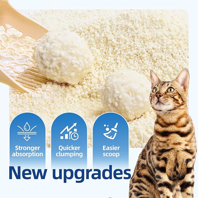 OPET Tapioca Cat Litter, Natural Corn & Cassava Sustainable Ingredients, Quick and Strong Clumping, Flushable, Superior Odor Control, 99.9% Dust Free Kitty Litter 16LB