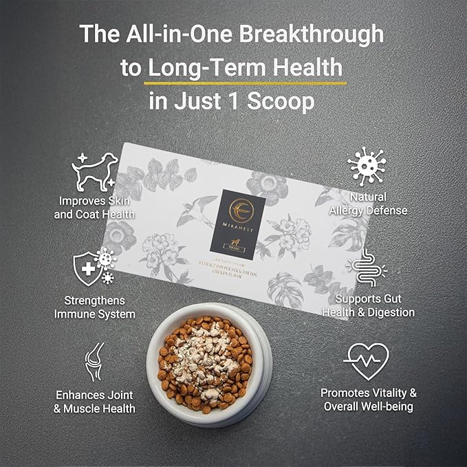 Powder for Dogs - Natural Swiftlet Nest & Collagen Supplement for Dog Allergy, Itching Skin, Hot Spots, Coat & Immune Support, Chicken Flavor, 30 Sticks 3.5 Oz