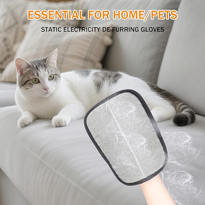 TailWag Treats & Tools 3 Pack Upgraded Reusable Electrostatic Pet Hair Remover Glove for Sofa, Carpet, Clothes, Car Seats - Washable, Easy to Clean, 5-Finger Non-Slip Structure