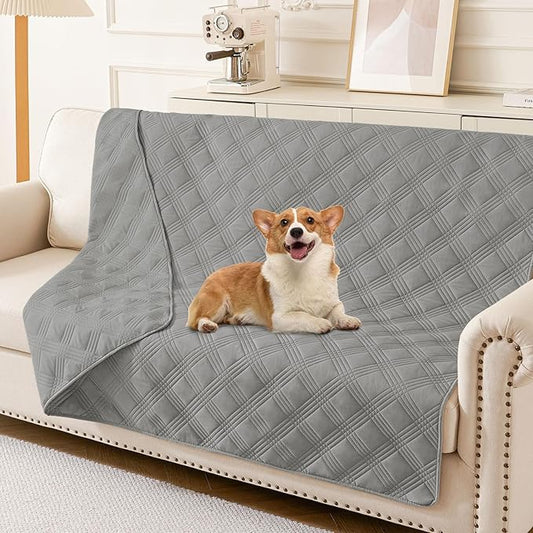 hyha Waterproof Dog Blanket, Reversible Pet Bed Blanket, Soft Sofa Couch Cover for Dogs Washable, Waterproof Pet Couch Covers for Sofa Puppy Cats Furniture Protector(52"x82", Grey/Grey)