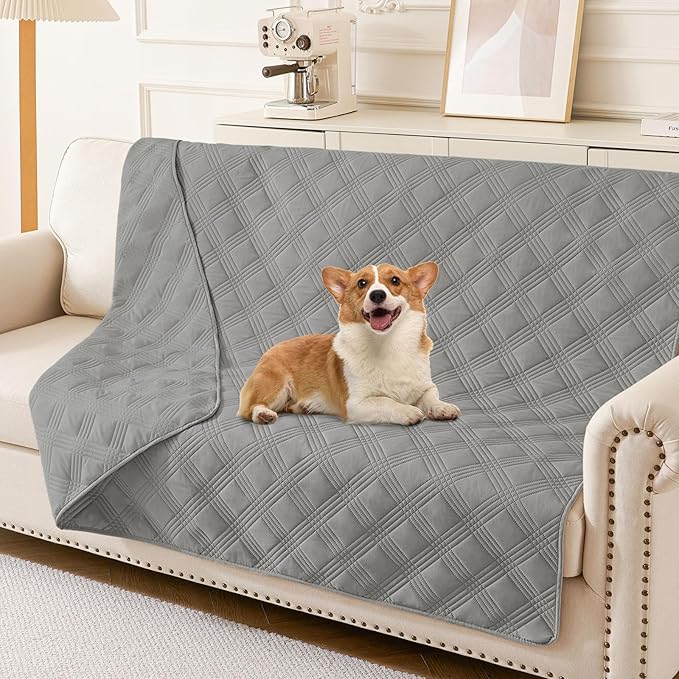 hyha Waterproof Dog Blanket, Reversible Pet Bed Blanket, Soft Sofa Couch Cover for Dogs Washable, Waterproof Pet Couch Covers for Sofa Puppy Cats Furniture Protector(68"x82", Grey/Grey)