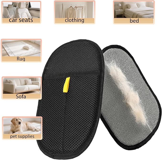 2PCS Pet Hair Removal Glove for Cats & Dogs，Electrostatic Pet Hair Gloves，Efficient Grooming for Pet Hair ，Reusable Magic Brush Pet Hair Remover Tool for Laundry, Couch, Carpet, Car Seat