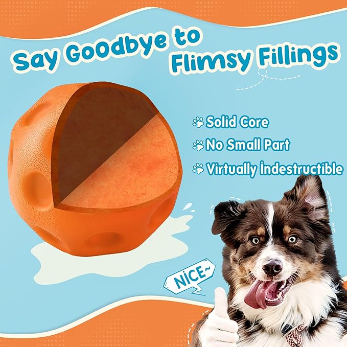 KIPRITII 3 Pack Dog Toys for Aggressive Chewers–High Bounce & Floating Rubber Balls,Dog Chew Toys for Medium & Large Breed Dogs