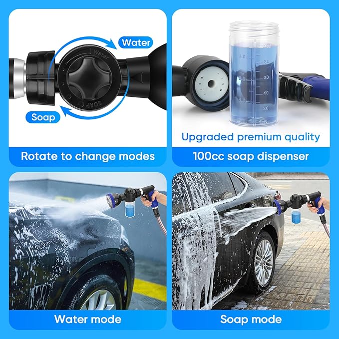 Dog Shower Attachment Water Hose Nozzle Sprayer Set with Metal 3-Way Diverter & 6.6 Ft Long Hose, Tub Faucet for Shower Arm Easy Faucet Pup Pet Bathing Sprayer Washer Kit