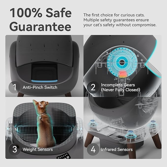 CATLINK Self Cleaning Cat Litter Box, Open Top Automatic Litter Box, Safe Anti-Pinch, AI Waste Analysis Health Monitor for Multi-Cat Recognition, 5G WiFi App Control, Odor Free, Open-X