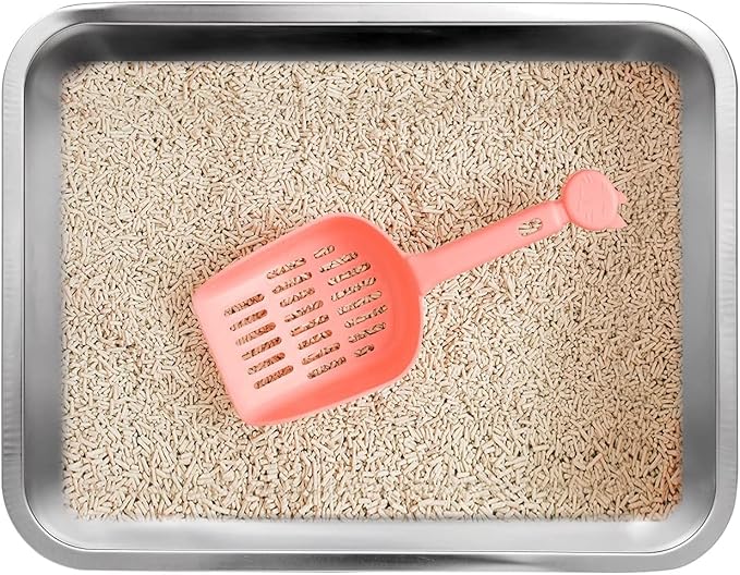 Kichwit Large Stainless Steel Cat Litter Box with High Sides, Metal Litter Pan for Cat, Non Stick Smooth Surface, Easy to Clean (17.5" L x 13.5" W x 7.9" H)