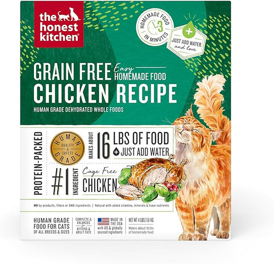 The Honest Kitchen Human Grade Dehydrated Grain Free Chicken Cat Food 4 Pound (Pack of 1)