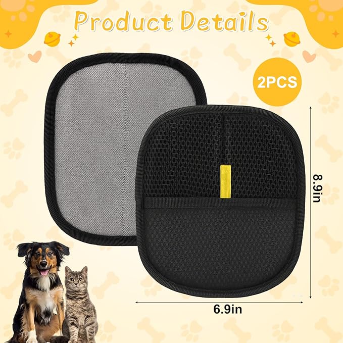 Mity rain 2PCS Pet Hair Removal Glove, Reusable Magical Brush Pet Hair for Cats & Dogs, Electrostatic Pet Hair Remover for Laundry, Carpet, Furniture, Car, Bedding, Easy Cleaning & Grooming Tool