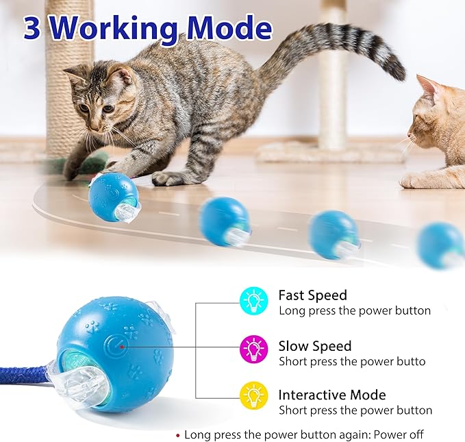 Interactive Cat Toys, Fast Rolling Ball in Play Pocket, Automatic Motion Activated Moving Ball Hide and Seek Mouse Catching Game (Blue)