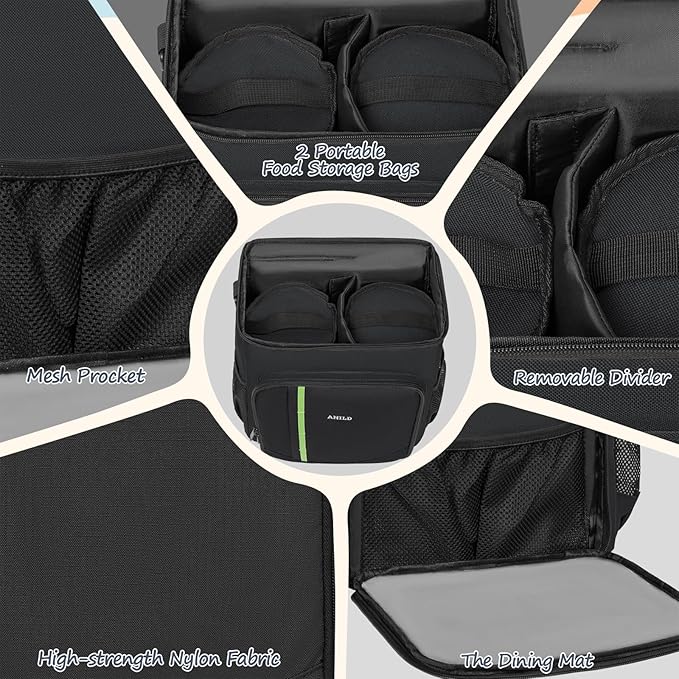 ANILD Dog Travel Backpack - Airline Approved Double-layer Pet Travel Bag Accessories with 2 Food Storage Bag and 2 Foldable Silicone Bowls for Hiking & Camping