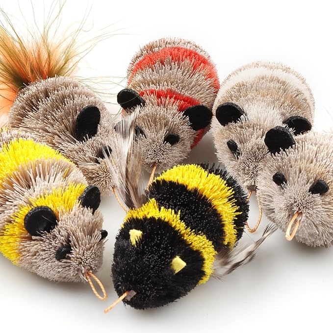 Cat Wand Lures Attachments Feather Toys Refill for Rod Indoo Bored Cats Pole Stick Teaser Interactive Replacement Catcher Hunting Attract (6pcs Cat Toy)