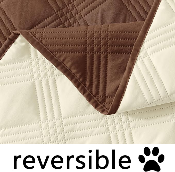hyha Waterproof Dog Blanket, Reversible Pet Bed Blanket, Soft Sofa Couch Cover for Dogs Washable, Waterproof Pet Couch Covers for Sofa Puppy Cats Furniture Protector(52"x82", Brown/Beige)