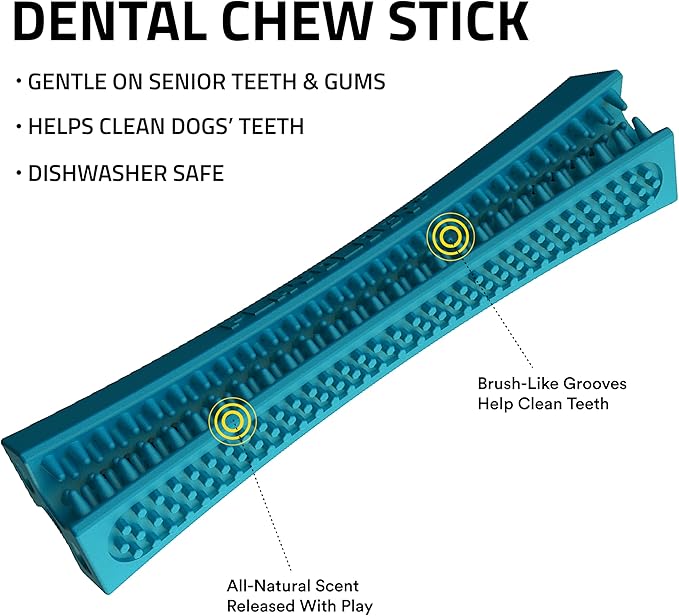 Playology Dog Toys | Dental Chew Stick Gentle on Gums | Jumbo Peanut Butter Scented Toy - Easy to Clean and Made from Non Toxic Materials