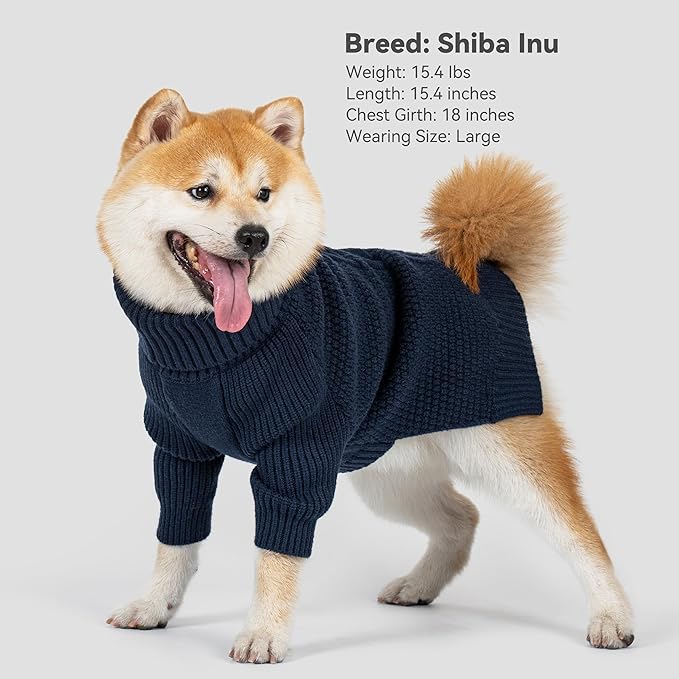 cyeollo 3XL Dog Sweaters for Large Dogs Boy, Stretchable & Cozy Warm Knit Doggy Sweater with Sleeves Turtleneck Fall Winter Cold Weather Big Dog Clothes Like Doberman Labrador, Navy XXXL