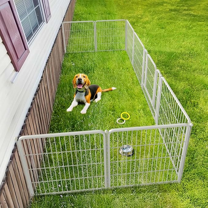 FXW Rollick Unleashed Dog Playpen for Indoor, Yard, RV Camping, 32 inch 8 Panels for Small and Medium Dogs, White│Patented