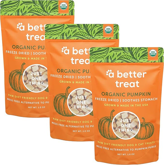 A Better Treat – Freeze Dried Organic Pumpkin Dog and Cat Treats, Organic, Single Ingredient | Natural, Healthy, Diabetic Friendly | Made in The USA