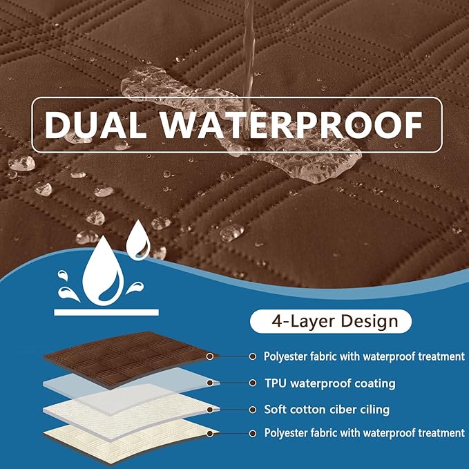 hyha Waterproof Dog Blanket, Reversible Pet Bed Blanket, Soft Sofa Couch Cover for Dogs Washable, Waterproof Pet Couch Covers for Sofa Puppy Cats Furniture Protector(40"x70", Brown/Beige)