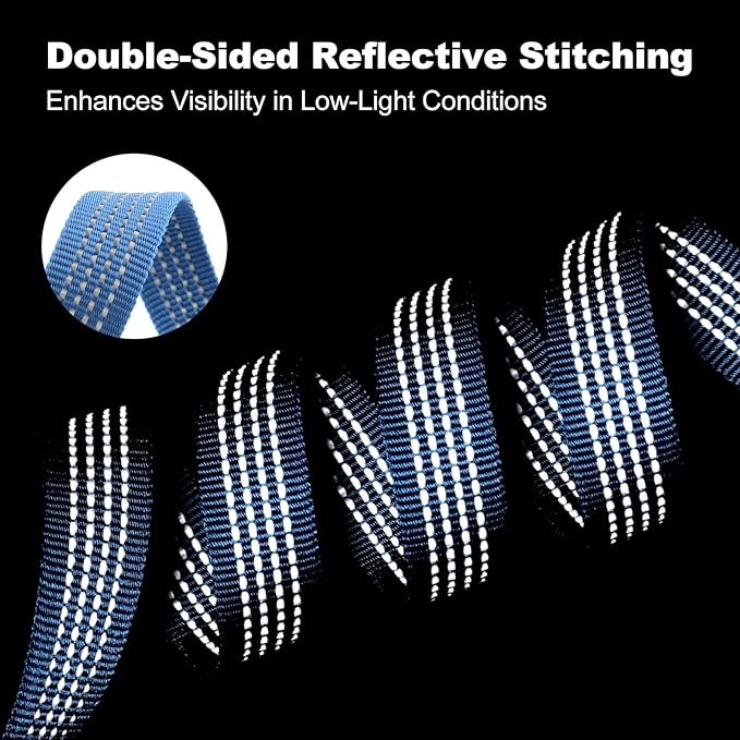 Plutus Pet Heavy Duty Dog Leash with Lockable Aluminum Carabiner, 4/6 Feet Long, Double-Sided Reflective Nylon, Padded Handle, for Puppy, Small, Medium and Large Dogs (Blue, 4/5" x 4')