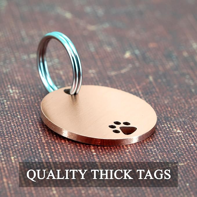Ultra Joys Dog Tags Personalized for Pets - Hollow Paw Custom Pet ID Tag - Engraved Dog Tag for Small, Large Dogs - Large Round in Rose