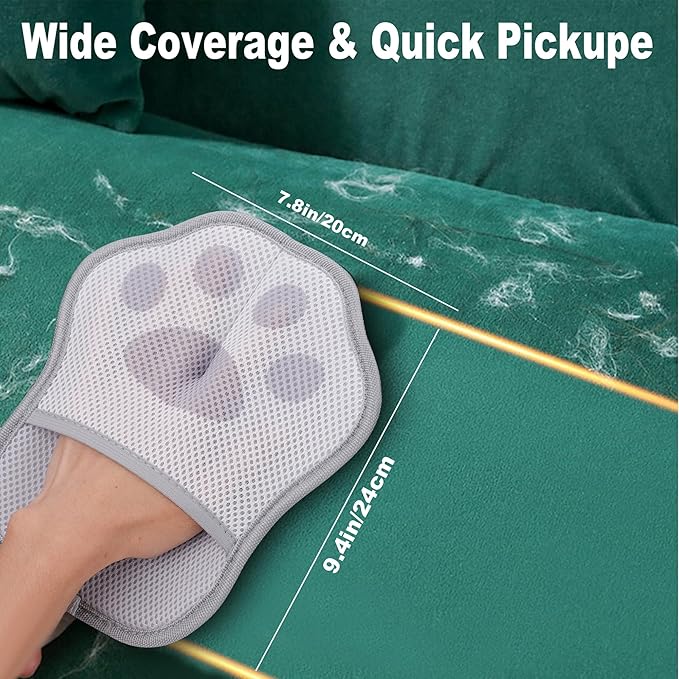 Pet Hair Removal Glove for Cats & Dogs, Reusable Electrostatic Pet Hair Remover Tool, Lint Brush for Couch, Clothing, Carpet, Car Seat
