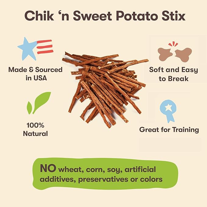 Pet 'n Shape Chik 'n Sweet Potato Stix Dog Treats – Made and Sourced in the USA - 14 Ounce