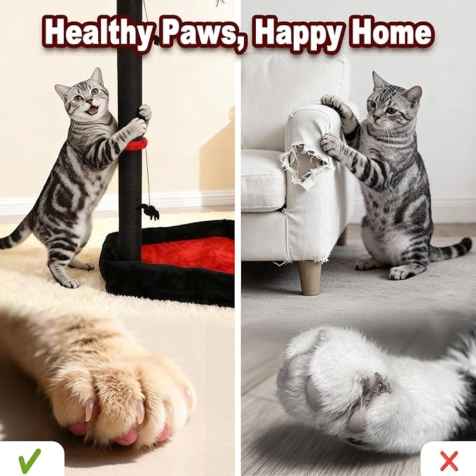 Gothic Cat Scratching Post with Bed, 34" Tall Cat Scratcher for Indoor Cats - Modern Sisal Scratch Post with Spider Dangling Toys for Kittens and Adult Cats