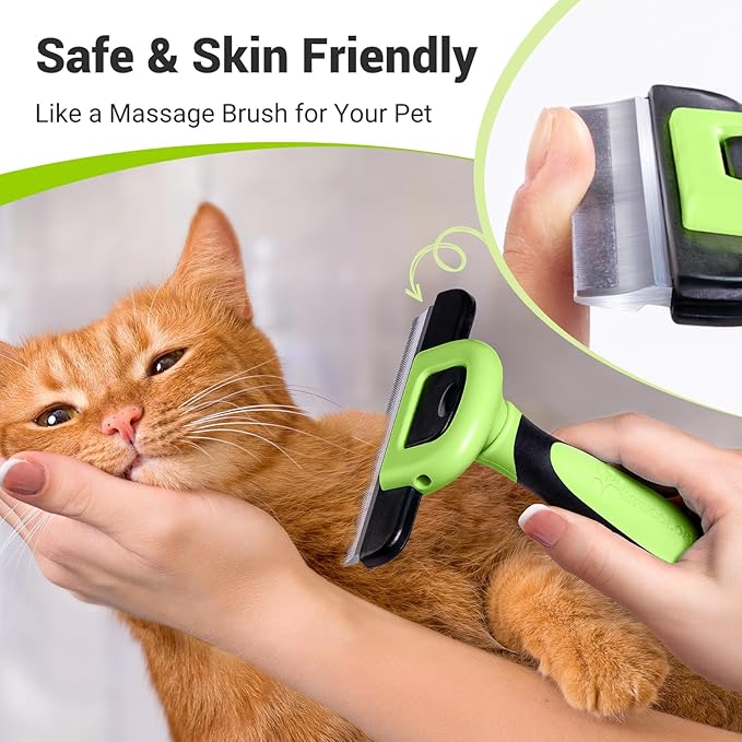 MIU COLOR Pet Grooming Brush, Deshedding Tool for Dogs & Cats, Effectively Reduces Shedding by up to 95% for Short Medium and Long Pet Hair，Apple Green