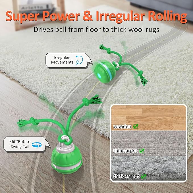 Interactive Dog Toys Rolling Ball for Puppy/Small Dogs,Peppy Pet Ball for Dogs,Motion Activate,Automatic Moving Dog Toy,USB Rechargeable