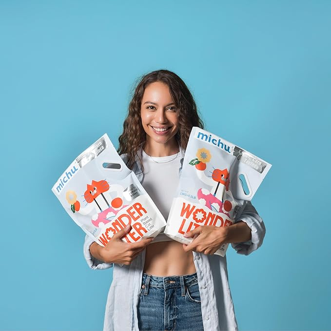 Michu Tofu Cat Litter Natural Clumping Tofu Cat Litter 5.5lb/88oz 5 Scents (Watermelon + Wonder Litter, 2 Pack)